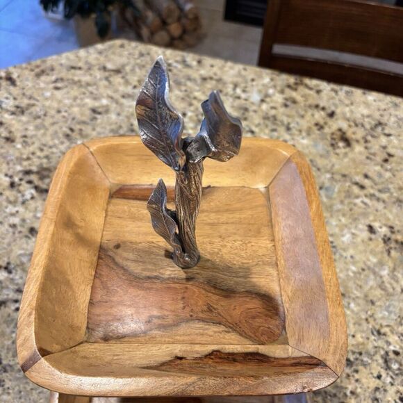 Pier 1 Tray 2 Tiered Hawthorn Leaf Branch Decor Serving‎ Teak Wood - Picture 3 of 8